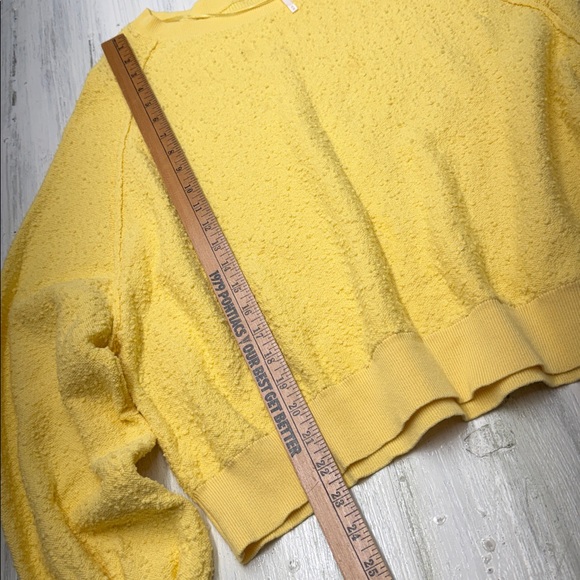 Free People Found My Friend Pullover Sunshine Yellow Crewneck Sweatshirt Sz M - Picture 5 of 12